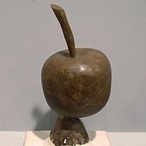 A model of an apple in wax. This is the first step of the lost-wax casting process in bronze