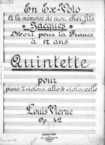 Quintette pour piano et cordes de Vierne