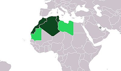 Maghrebstaaten mit Libyen und Mauretanien