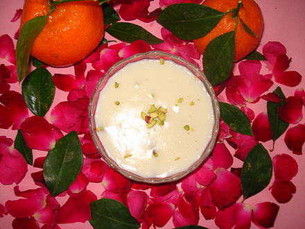 Egyptian Mahalabia garnished with chopped nuts
