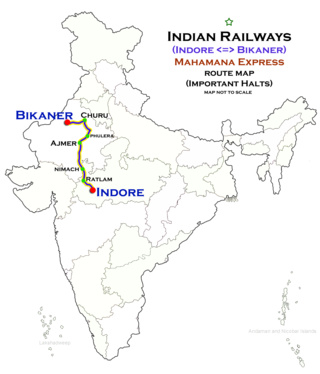 <span class="mw-page-title-main">Indore–Bikaner Mahamana Express</span> Train in India