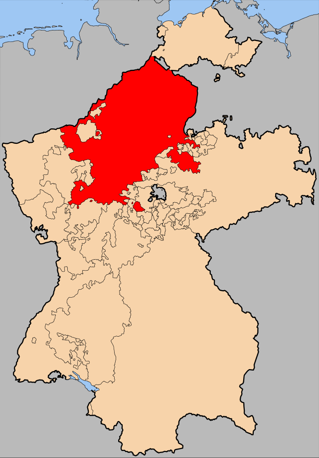 Koninkrijk Westfalen in 1812 binnen de Rijnbond
