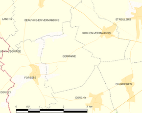 Poziția localității Germaine. Aisne