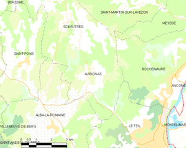 Mapa obce Aubignas