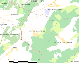 Mapa obce Arc-sous-Montenot