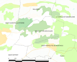 Mapa obce Saint-Victor-des-Oules