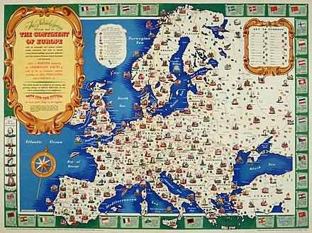 Carte de l'Europe publiée en Angleterre par The National Savings en 1946.