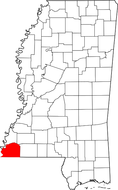 Locatie van Wilkinson County in Mississippi