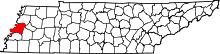 Harta e Lauderdale County në Tennessee