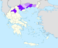 Mapa koja prikazuje razmeštaj potomaka grčkih izbeglica iz Male Azije u severnoj Grčkoj - Makedoniji