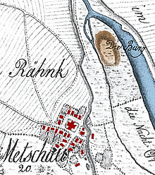 Castle wall of Meetschow I on a map of the Electoral Hanover Land Registry around 1780