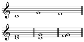 Melodic and harmonic intervals, respectively above and below. Play Melodic and harmonic intervals.png