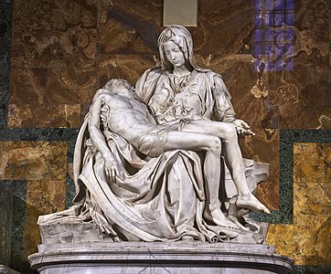 Michelangelo's Pieta, St Peter's Basilica (1498-99).jpg