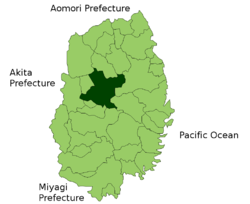 Vị trí của Thành phố Morioka ở Iwate