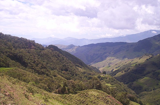 Landscape around San Felix, Caldas, where the formation is found Mountains in San Felix.JPG