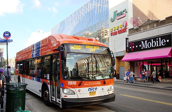 A Nassau Inter-County Express bus at Flushing-Main Street station