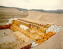 Low-level waste storage pit at the Nevada National Security Site. NTS - Low-level radioactive waste storage pit.jpg