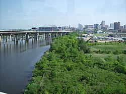 View of Baltimore skyline from Spring Garden Industrial Area