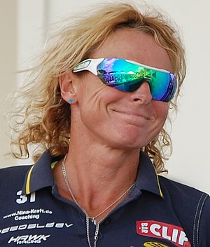 Nina Kraft attending pre race press conference of Ironman 70.3 Florida 2012 (cropped).jpg