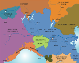 Cisalpijnse Republiek in het blauw