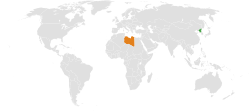 Peta yang menunjukkan lokasi dari Korea Utara dan Libya