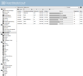 Spațiul pe disc utilizat ecran de prezentare generală în interfața web OpenMediaVault