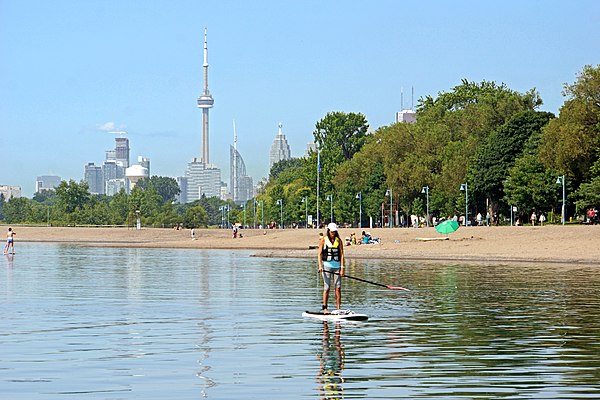 View of Woodbine Beach, one of the four beach sections that make up the neighbourhood's waterfront.