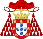 Ornamented Royal Coat of Arms of Cardinal Henry I of Portugal.svg