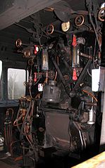 Historic HMI in the driver's cabin of a German steam locomotive