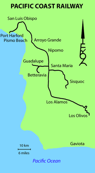 <span class="mw-page-title-main">Pacific Coast Railway</span> Narrow-gauge railway in California, United States