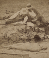 Workmen pose with the Taughannock Giant