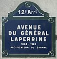 Plaque de rue de l’avenue du Général Laperrine