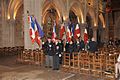 Porte-drapeaux dans l'église Saint-Pavin du Mans.