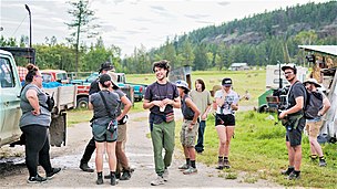 Trevor Mack, center, directing on the set of Portraits from a Fire. Portraits from a Fire.jpg