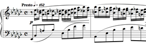 Complex chromatic sequences must be played presto. Prelude Op. 23.9, Rachmaninoff.png