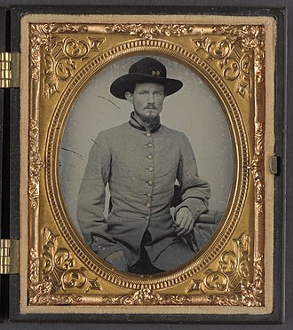 Private Peter H. Bird of Co. D, 2nd Virginia Cavalry Regiment Private Peter H. Bird of Co. D, 2nd Virginia Cavalry Regiment, in uniform LCCN2012649886.jpg