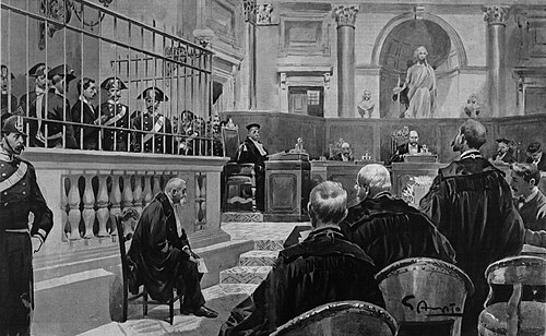 Illustration of the trial of Gaetano Bresci, in September 1900