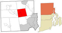 Providence County Rhode Island áreas incorporadas e não incorporadas Smithfield realçado.