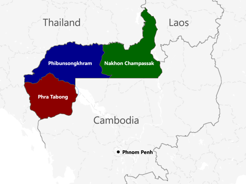 ファイル:Provinces of Cambodia loss to Thailand during Franco-Thai War.png