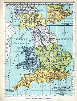 A map of the divisions of Roman Britain with the Scoti shown as a tribal grouping in the north of Ireland Public Schools Historical Atlas - Roman Britain 400.jpg