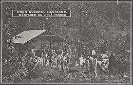 Verlegung einer Feldbahn bei Colónia Açoriana