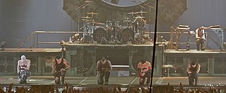 Rammstein concert at O2, London RammsteinKneel.jpg