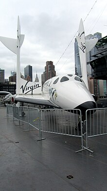 Full-scale mock-up of SpaceShipTwo in Virgin Galactic livery Replica of Virgin Galactic's SpaceShipTwo at the Intrepid Museum 2014.jpg