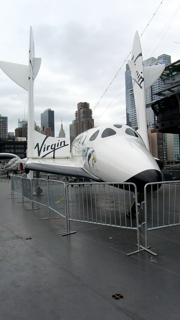 Full-scale mock-up of SpaceShipTwo in Virgin Galactic livery