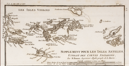 Rigobert Bonne: Map of the Virgin Islands, 1780