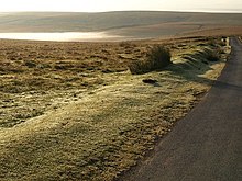 The road to Whiteworks, with Fox Tor Mires on the left Road to Whiteworks - geograph.org.uk - 1513318.jpg