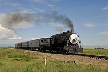 RGSRR excursion train approaching Blanca, led by Ex-Southern Pacific 1744, 2007 San Luis & Rio Grande Railroad excursion approaching Blanca, CO.jpg