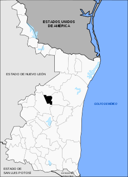 Vị trí của đô thị trong bang Tamaulipas