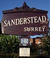 Sanderstead village sign has a representation of the church on the top of it