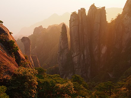 Sunrise at Sanqingshan, with the Giant Python Emerging from the Mountain to the left